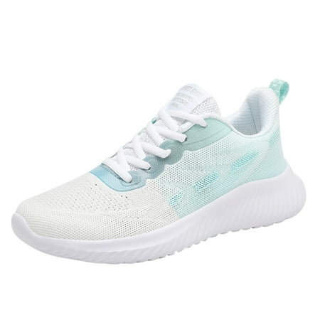 Hiking Sneakers Women Fashion Summer Women Sneakers Mesh Hollow Breathable Comfortable Lightweight Lace Up Gradient Color Female Womens Sneakers Shoes(Mint Green 8)