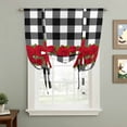 thumbnail image 2 of Valentine's Day Tie Up Curtains for Windows, Adjustable Balloon Window Shades, Red Roses Floral Leaves Buffalo Plaid Kitchen Window Treatments Farmhouse Short Curtains with Rod Pocket 42"x45", 2 of 8