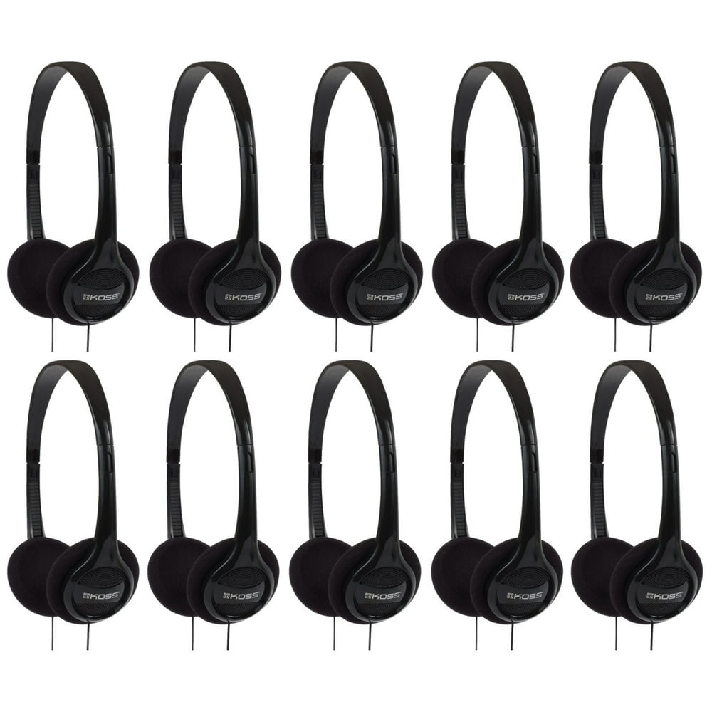 Koss KPH7 Lightweight Portable OnEar Headphones Bundle (Black, 10Pack