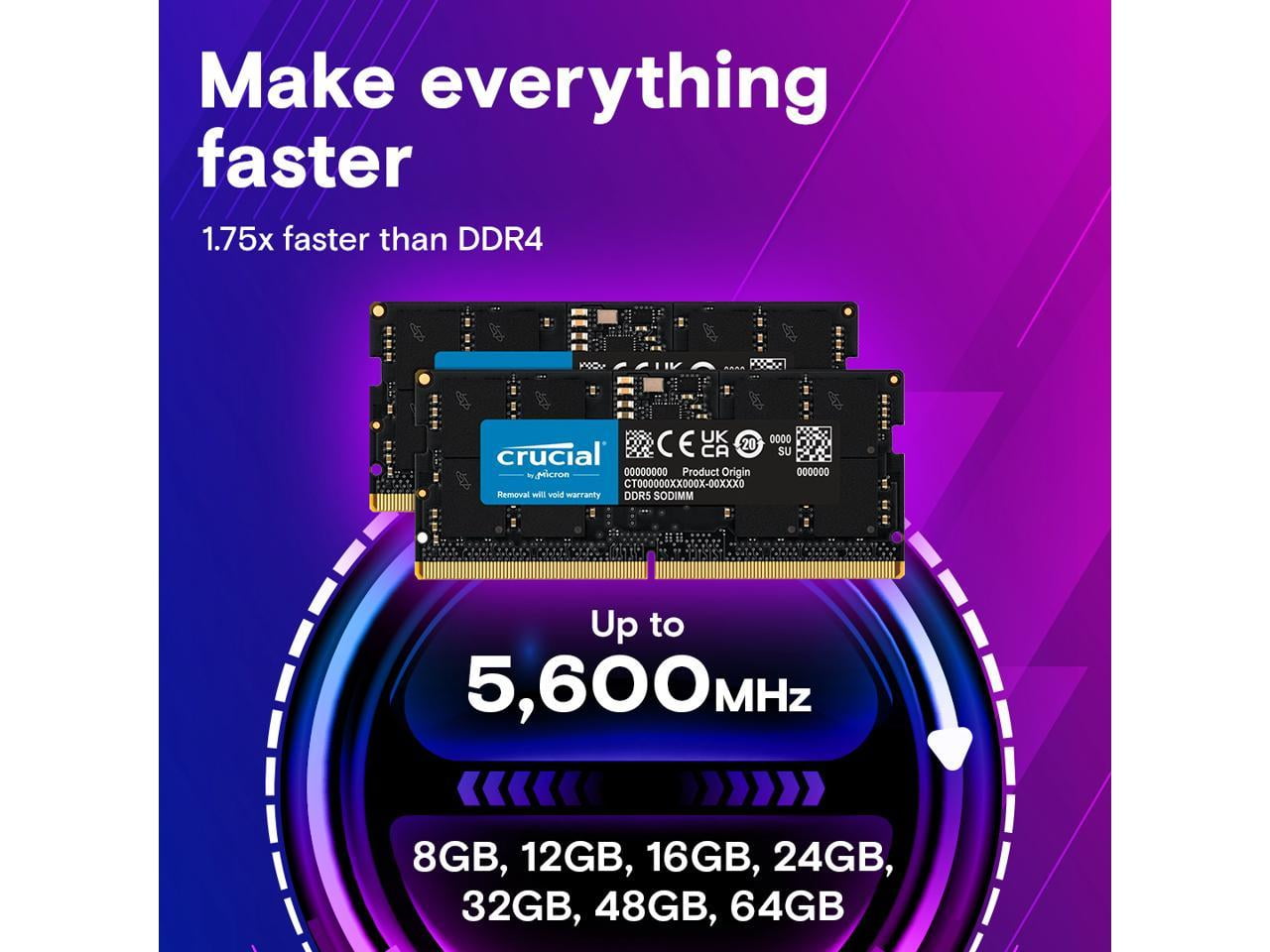 Crucial 64GB 262-Pin DDR5 SO-DIMM DDR5 5600 (PC5 44800) Laptop