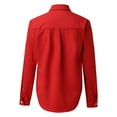thumbnail image 6 of Red Young Adult Tops Autumn Leisure Long Sleeve V-neck Button Women's Shirt Plus Size Tops for Women, 6 of 6