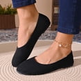 thumbnail image 2 of Women Slip on Casual Shoes Solid Color Round Toe Flat Comfortable Loafers Flock Upper Daily Walking Commuting, 2 of 7