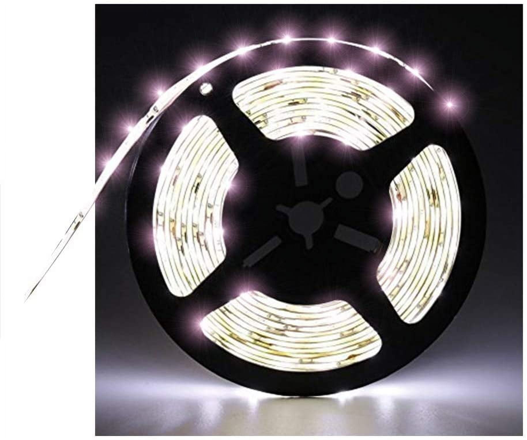 Tasodin Water-Resistance IP65, 12V Waterproof Flexible LED Strip Light, 16.4ft/5m Cuttable LED Light Strips, 300 Units 3528 LEDs Lighting String, LED Tape(White) Power Adapter not Included