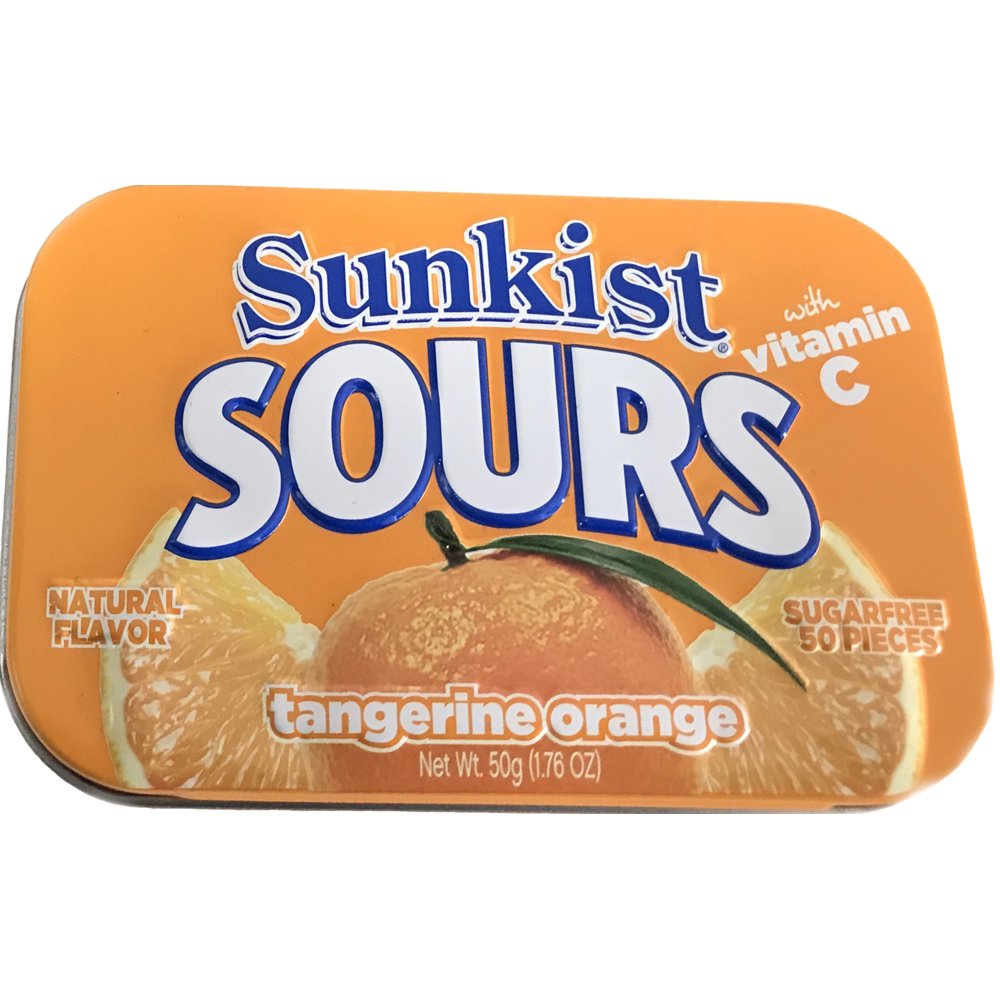 Tangerine Orange Sunkist Sours Sugar Free 50piece tin