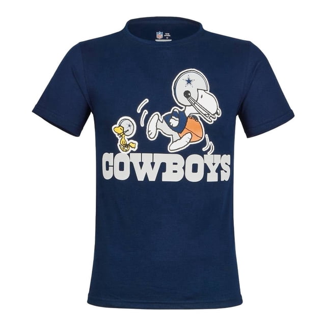 Playera NFL PEANUTS Talla CH con Estampado Snoopy y Woodstock Dallas Cowboys Azul Marino