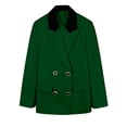 thumbnail image 2 of Xdegoge Womens Double Breasted Blazer Jacket Contrast Lapel Collar Long Sleeve Suit Coat with Buttons Office Business Casual Workwear Professional Outerwear, 2 of 7