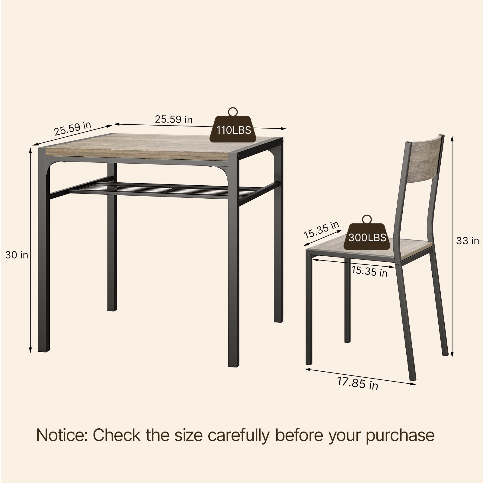 Lofka Kitchen Table and Chairs Set, Modern Dining Room Table Set with Storage Shelves, Gray