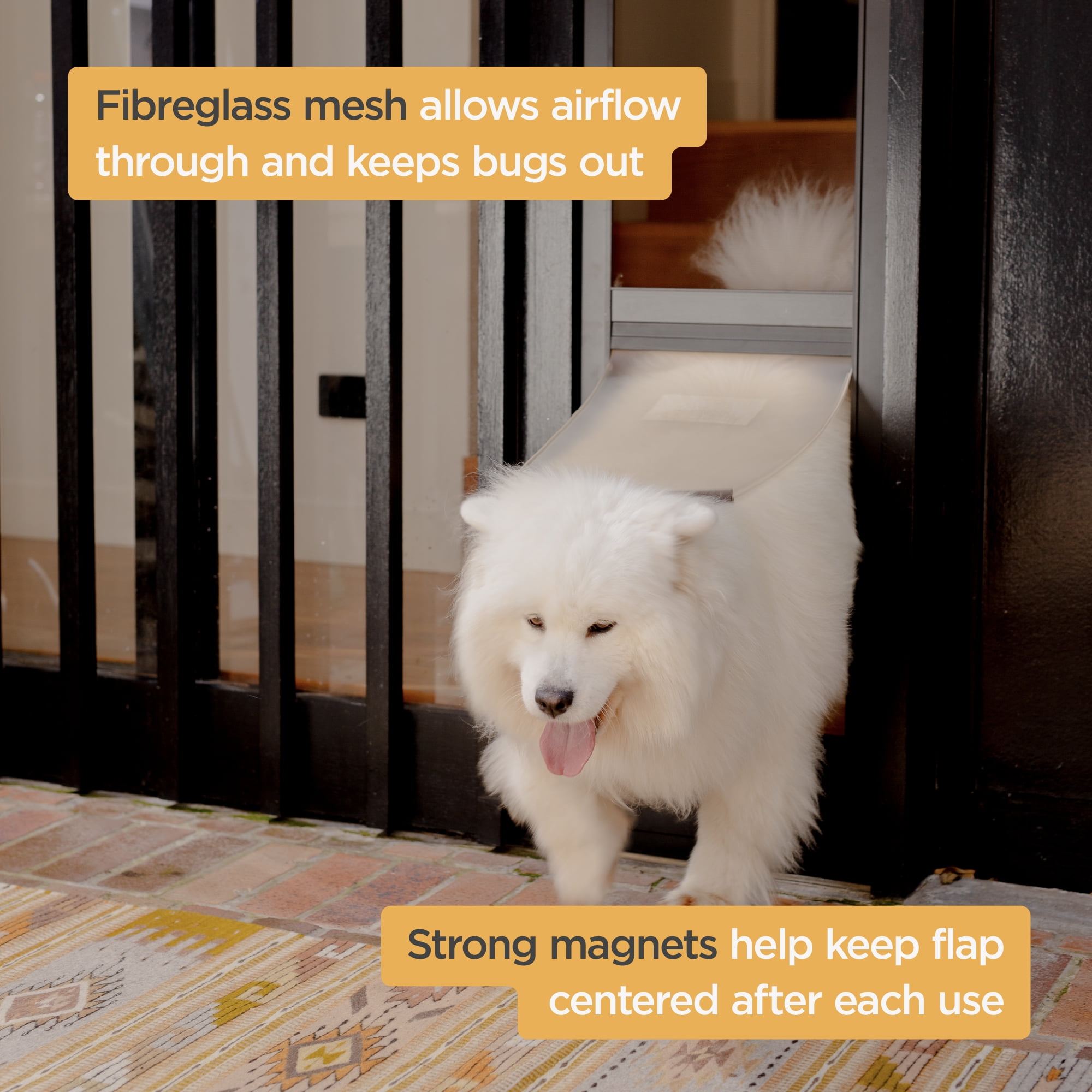 Hakuna Pets Medium Black Mesh Patio Pet Door, Suitable for Screen Sliding Doors, for Dogs & Cats up to 42 lbs