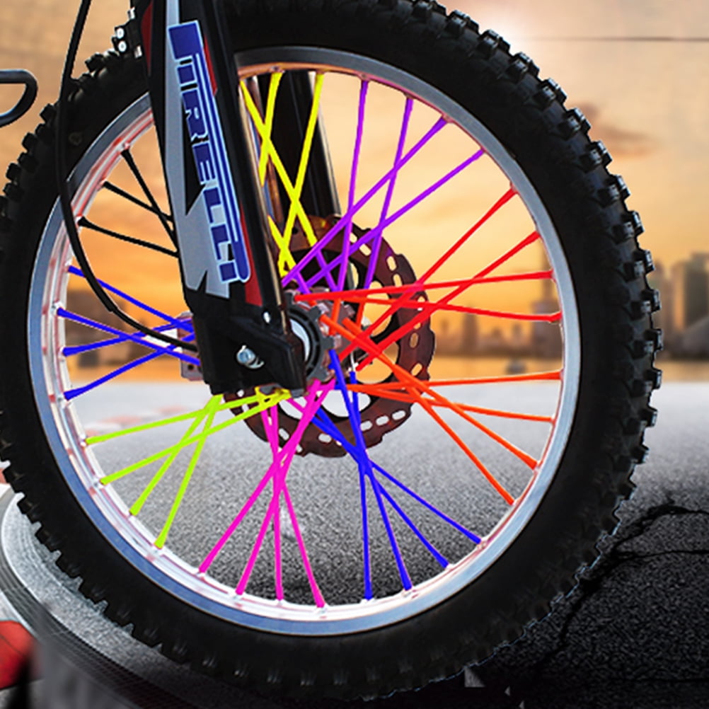 72 PCS Bike Spoke Spoke Skins Covers Motorcycle Motocross Dirt Bike MTB Wheel Rim Spoke Wraps Protector Kit Random Color Walmart