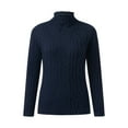 thumbnail image 4 of Sweaters for Women,Turtleneck Wool Knit Pullover Thick Twist Long Sleeve Top Loose Fit Comfortable Blouse Soft Warm Bottom Layer for Winter,Womens Sweaters,Blue,L, 4 of 5