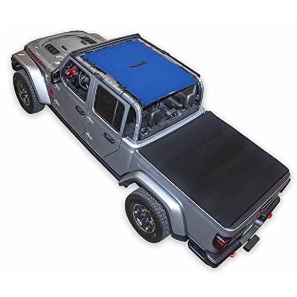 Spiderwebshade Maille pour Jeep Compatible avec Jeep Gladiator JT 4 Portes (2018 -Courant) Fabriqué aux États-Unis Maille Ombrage Haut Pare-Soleil pour Accessoire Jeep (Bleu)