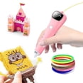 thumbnail image 2 of Lápiz 3D para crear, dibujar objetos 3D, filamento PCL 1,75 mm, baja temperatura, USB incluido, seguro para niños, Rosa, 2 of 5