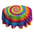 thumbnail image 4 of Rainbow Tie Dye Spiral Dot Pattern Round Tablecloth 60"x60",Wrinkle Wipeable Table Cloth for Kitchen Dining Room Picnic Patio Party, 4 of 6