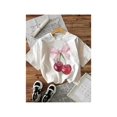 thumbnail image 1 of Women's Cute Cherry Bow Graphic Print T-Shirt, Soft Short Sleeve Crew Neck Top, Casual Summer & Spring Tee with Pink Bow & Cherry Design, Spring Casual Shirt | Cherry Bow Design | Soft Materi, 1 of 7