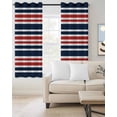 thumbnail image 2 of Navy Blue Red Striped Blackout Curtains, Light Blocking Print Window Curtains, Gradient Horizontal Lines Thermal Insulated Window Drapes for Living Room Kitchen Cafe 2 Panels, 55"W x 39"L, 2 of 9