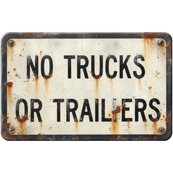 Wall Decor No Trucks Or Trailers Sign - Business 8"x12" Metal Sign Plaque For Man Cave, Yard,Indoor Or Outdoor Display Vintage Signs Aluminum Plates Printed