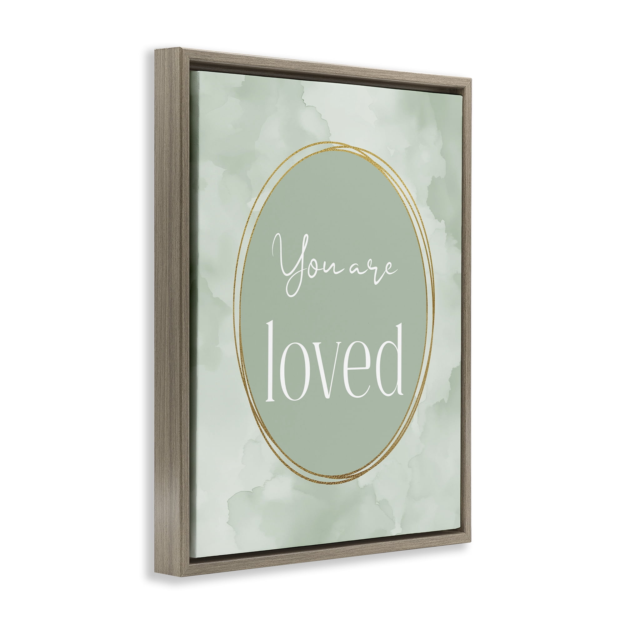 Stupell Industries Green Golden Affirmation Brown Framed Floater Canvas Wall Art, design by Christine Simpson Art