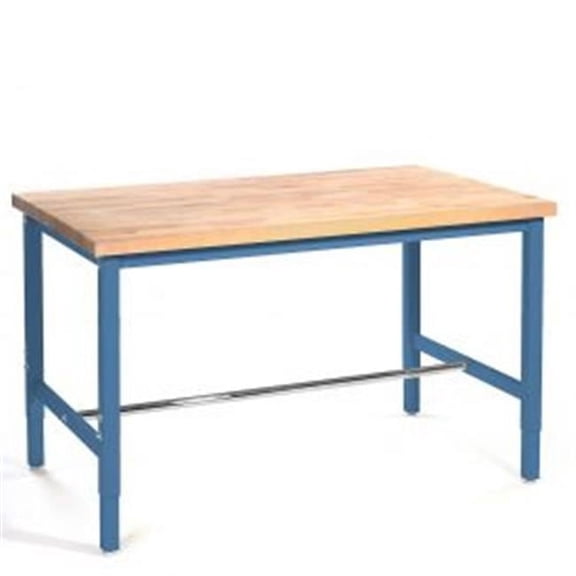 72 x 36 in. Production Workbench - Maple Butcher Block Safety Edge - Blue