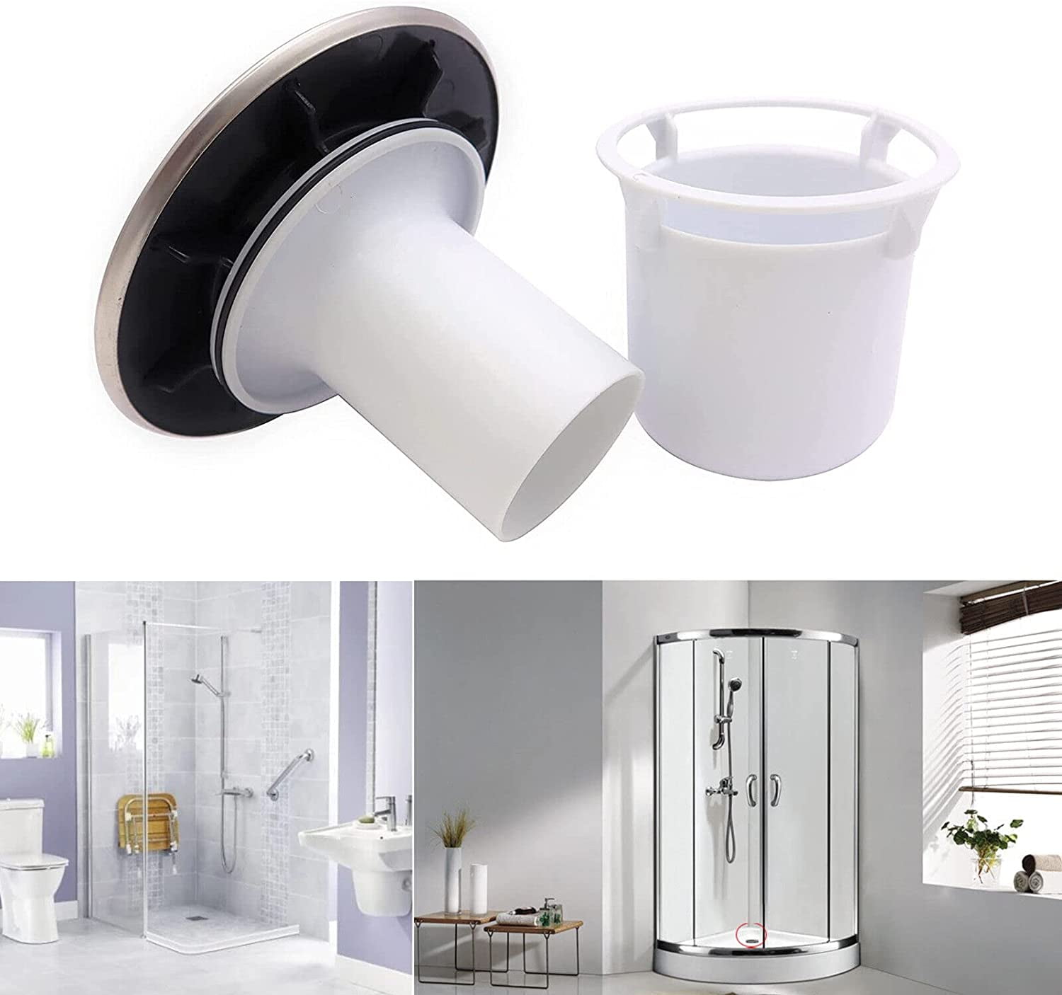 Shower Waste Drain Cap Tube/Cup Cover Cubicle 90mm / 115mm Drain