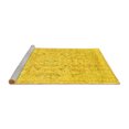thumbnail image 2 of Ahgly Company Machine Washable Indoor Round Abstract Yellow Modern Area Rugs, 4' Round, 2 of 4