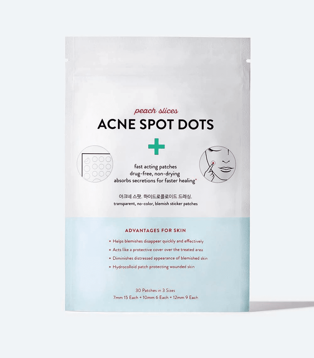 Peach Slices Acne Spot Dots, Hydrocolloid Pimple Patches, 30 Ct