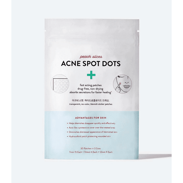 Peach Slices Acne Spot Dots, Hydrocolloid Pimple Patches, 30 Ct
