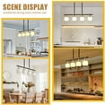 thumbnail image 2 of Modern Black and Gold Chandelier - Adjustable 4-Light Rectangular Pendant with Milk Glass Shades, 2 of 4