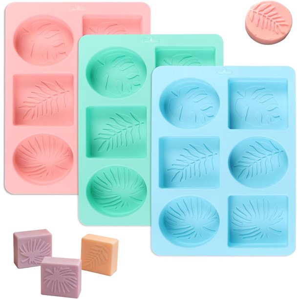 Molde de Silicona para Jabones Artesanales, 3 Piezas con Forma de Hojas Tropicales, Molde Reutilizable para Hacer Jabón, Velas, Chocolate, Gelatina, Resina y Manualidades