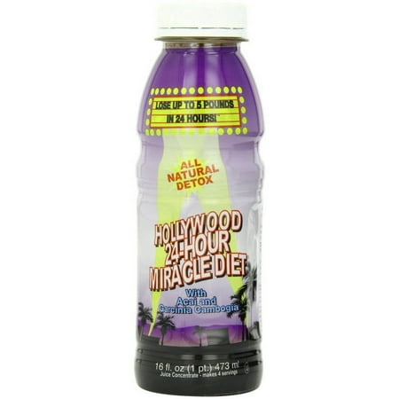 Hollywood 24-Hour Miracle Diet Drink, Weight Loss Supplement with Acai and Garcinia Cambogia, 16 Fl oz