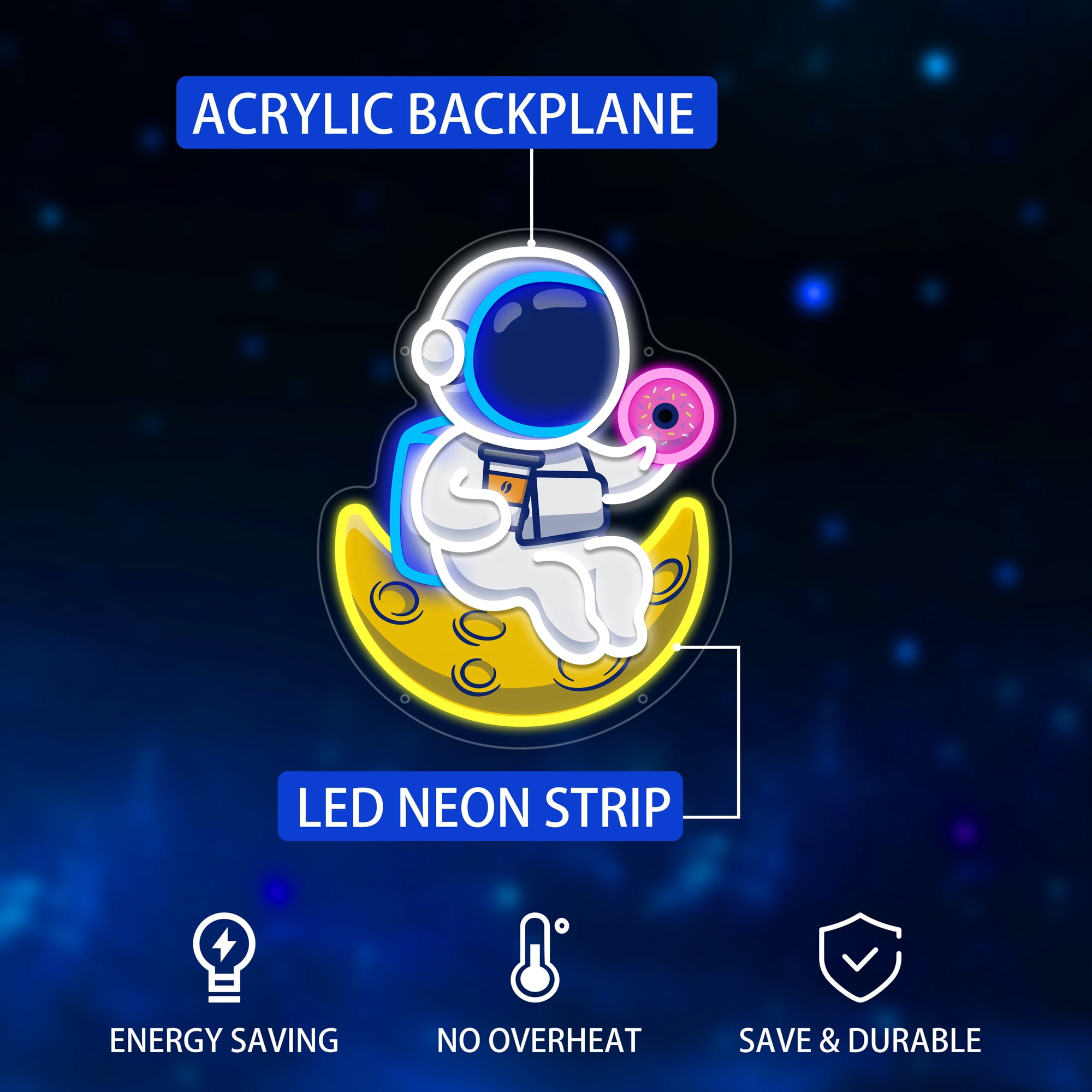 Astronaut Neon Sign, Astronaut Led Signs for Wall Decor, Dimmable Neon Light Sign for Bedroom, Game Room, Kids Room, Bar Decoration, USB Powered Light Up Signs Gift for Boys