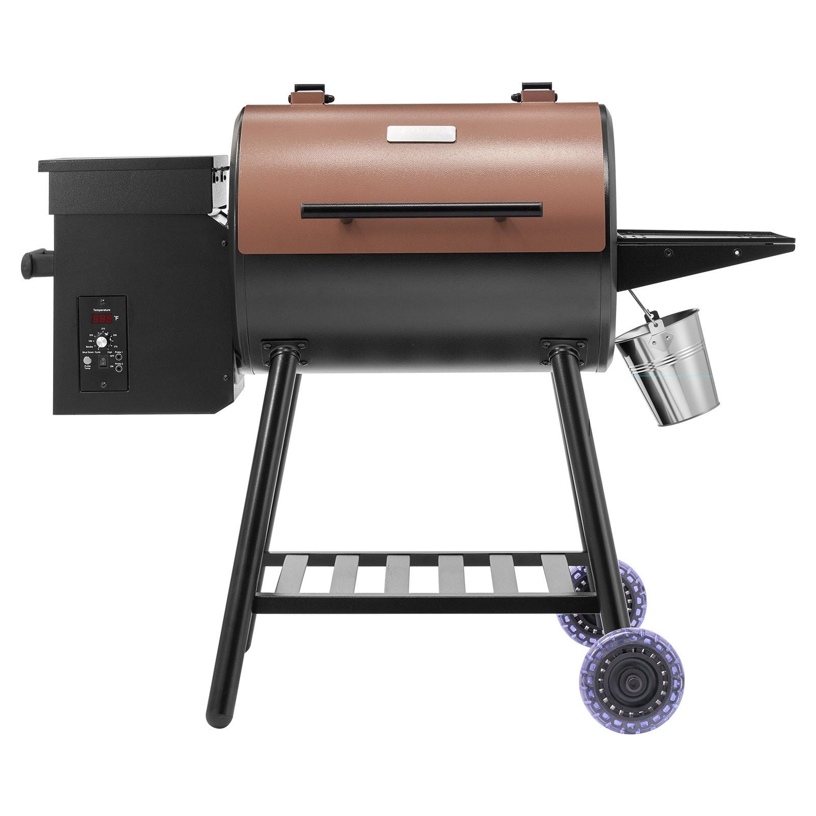 All-in-One Wood Pellet Grill and Electric Smoker 8 BBQ Functions, Spacious 456 Square Inch Cooking Surface, Equipped with Digital Thermostat and Food Probe, 500°F Max Heat, in Black