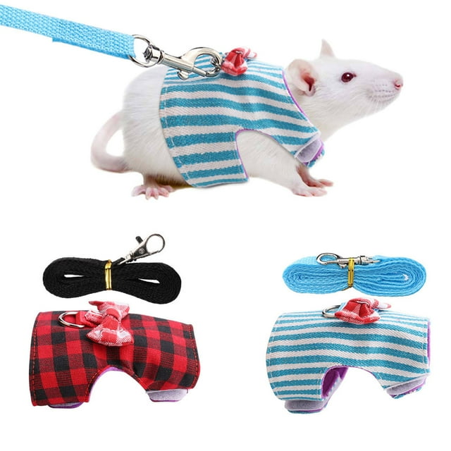 Animals Traction Rope, Cute Small Animals Traction Rope Chest Strap Fashionable Animals Chest Strap, Red Grid + Blue Stripes 2 Pieces Strap For Pet Cat