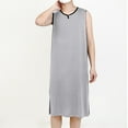 thumbnail image 2 of Men's Sleeveless Nightgowns, Soft Modal Loose Crewneck Pjs Nightshirt Stretch Summer V Neck Sleep Shirts, 2 of 9