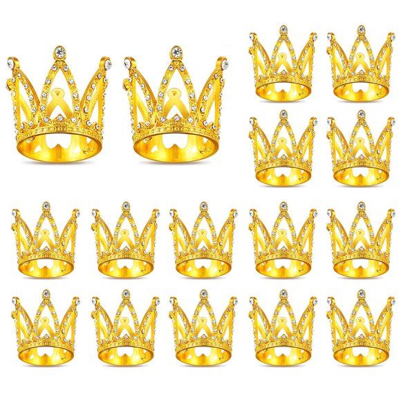 Tiara con forma de minicurona Fulanfudi para decoración de tartas, 16 unidades, para fiestas de bebés