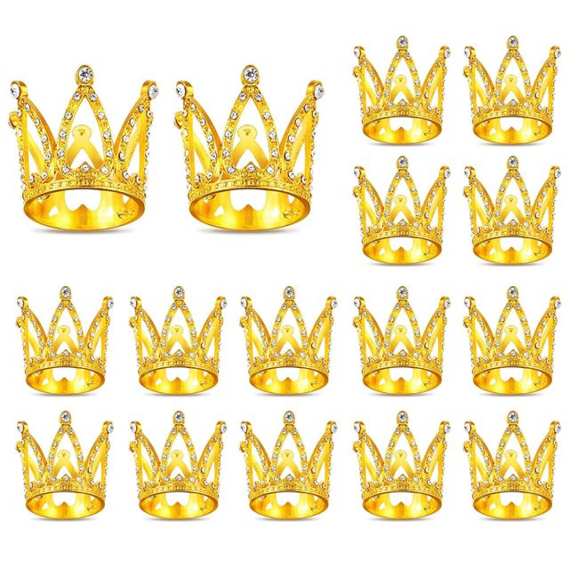 Tiara con forma de minicurona Fulanfudi para decoración de tartas, 16 unidades, para fiestas de bebés