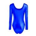 thumbnail image 3 of AHTJRT Metallic One Piece Swimsuit for Women Shiny Giltter Liquid Wetlook Push Up Crewneck Long Sleeve Bathing Suit High Cut Slimming Jumpsuit Blue S, 3 of 4