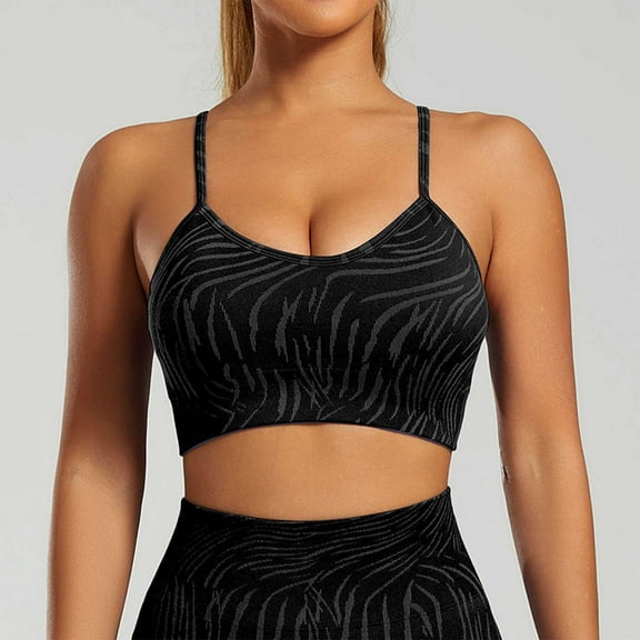 Wancir Sports Bras for Women Scoop Neck, Adjustable Spaghetti Strap Sports Bras, Padded Workout Bras, Wireless Bras for Yoga