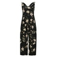 thumbnail image 5 of asdoklhq Womens Plus Capris,Women Ladies Printed Summer Sleeveless Backless Loose Long Playsuits Rompers Jumpsuit, 5 of 9