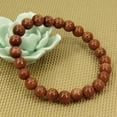 thumbnail image 3 of Synthetic Goldstone Gemstone 8mm Round Beads Stretch Bracelet 7" Unisex, 3 of 5