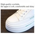 thumbnail image 5 of Women's platform shoes 7cm Thick sole height increase Cowhide Lace-up Non-slip Sneakers female White Casual shoes Suitable for all seasons, 5 of 7