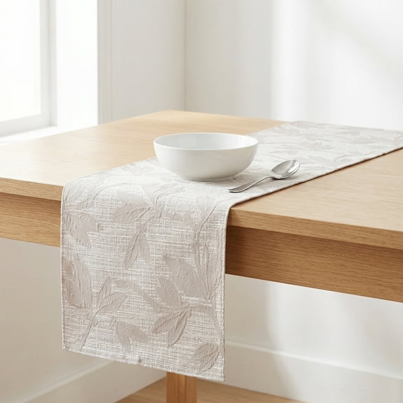 Unique Bargains Long Floral Polyester Table Runner for Kitchen Decor Gray 13.8"x63"