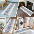 thumbnail image 5 of Runner Rug 2 x 6 Ft, Blue Pink Hydrangea Washable Non-Slip Floor Mat for Kitchen Hallway/Entryway, Eucalyptus Leaves Grey Plaid Long Kitchen Runner Area Rugs for Living Room, Low-Profile, 5 of 7