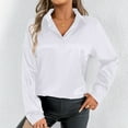 thumbnail image 2 of Womens Summer Outfits, Womens Shirts, Stylish Women's V Neck Satin Blouse Long Sleeve Casual Shirt for Everyday Spring Fall Elegant Basic Outfit, 2 of 9