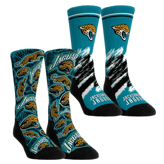 Unisex Rock Em Socks Jacksonville Jaguars Throwback Two-Pack Crew Socks Set