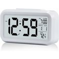 thumbnail image 1 of Reloj despertador digital Reloj despertador matutino, reloj despertador digital silencioso con pilas para niños adultos Pantalla LED grande Calendario de temperatura (blanco), 1 of 5