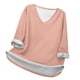 thumbnail image 1 of Camiseta informal de manga larga y cuello en V para mujer: comodidad básica, para todas las estaciones, combina con vaqueros, 1 of 4
