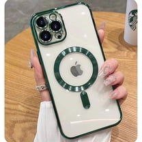 Magnetic Case for iPhone 12 Pro Max Clear Case Compatible with MagSafe Built-in Camera Lens Protector Shockproof Slim Phone Case for iPhone 12 Pro Max 6.7" - Green