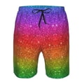 thumbnail image 4 of Disketp Men'S Swim Trunks Hawaiian Breathable Surf Beach Swimsuits Mesh Lining Beach Shorts With Pockets-Rainbow Glitter, 4 of 9