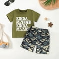 thumbnail image 2 of Kaprioy Toddler Boys Clothes Toddler Boys Summer 2PCS Outfits Sailboat Embroidery Letter Print Short Sleeve T-Shirt Shirt Top Elastic Shorts Set Cute Outfits Infant Clothes, 2 of 5