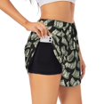 thumbnail image 1 of Balery Dollar Pantalones cortos deportivos para mujer con forro y dos bolsillos, elásticos, para entrenamiento, gimnasio, yoga-Large, 1 of 7